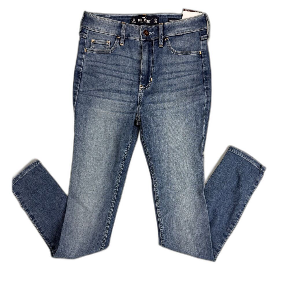 Hollister High Rise Super Skinny Jeans Womens 0S W24 L28 Blue Denim NWT